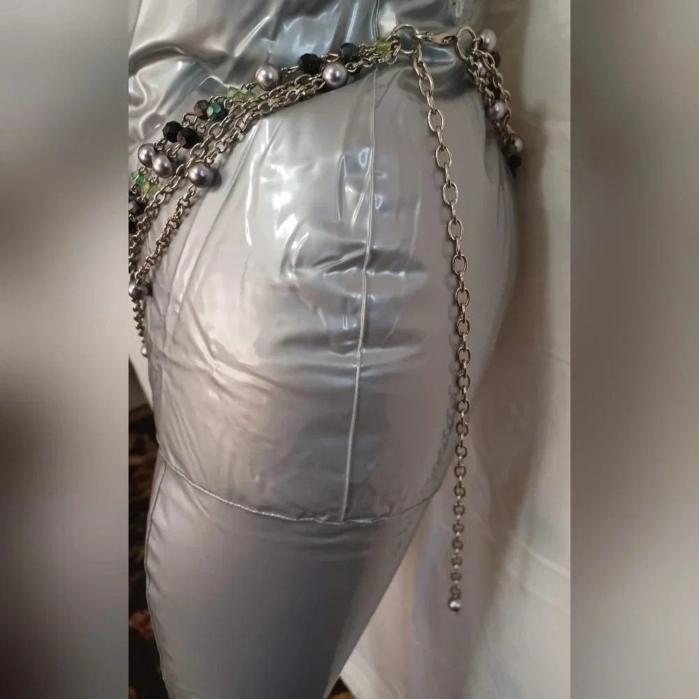 Vintage Silver Multi Layered Chain & Bead Belly Waist Belt